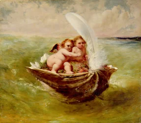 Amorer i et skall, ca. 1855-59